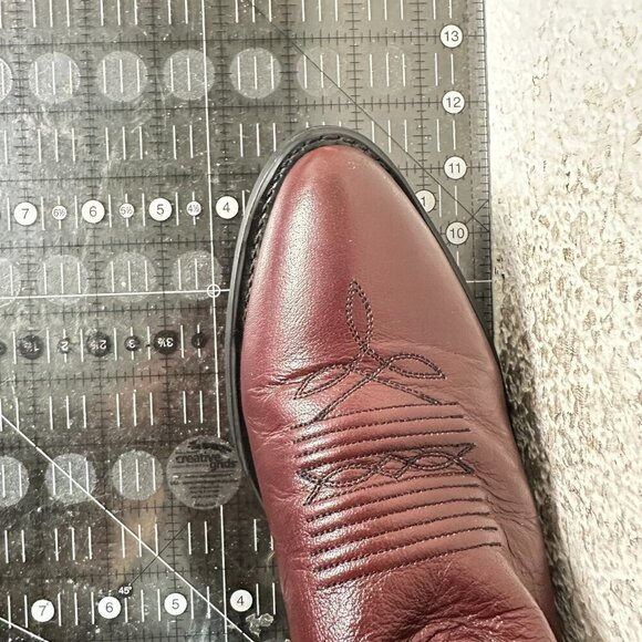 Old West Men Size 8D Black Cherry Leather Pull On Western Cowboy Boot main image 11